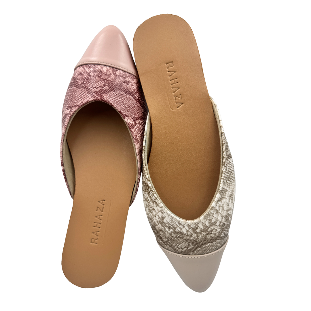 Dakota Pointed Flat Mule – Snakeskin Faux Leather Slip-On