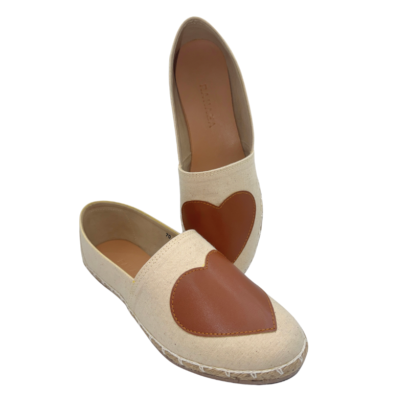 HEART Espadrille tan angle view – women's slip-on casual shoes by RAHAZA Fashion PH Marikina