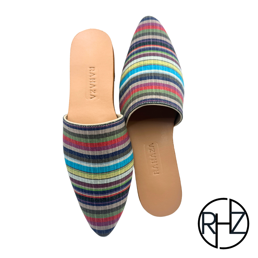 MATILDA Flat mules - stripes multicolor earth tone