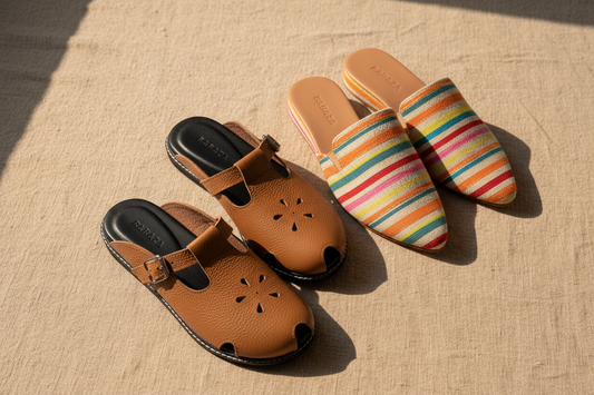 Handcrafted women's mules by RAHAZA Fashion PH — Allie genuine leather closed-toe mules and BRIGHT colorful pointed slip-on mules, made in Marikina Philippines