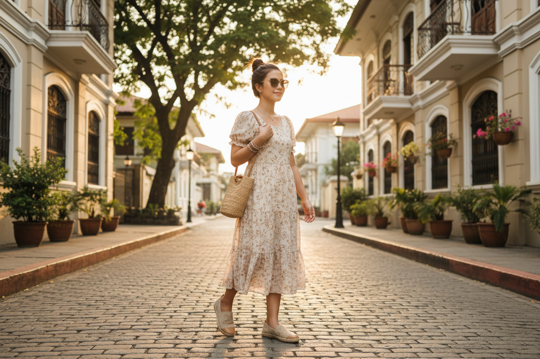 Filipino woman wearing Celina Espadrilles by RAHAZA Fashion PH on the streets of Marikina — handcrafted women's shoes made in the Philippines