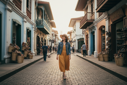 A Filipino woman walking in Marikina City, the Shoe Capital of the Philippines — home to the country's best shoe brands and handcrafted footwear tradition