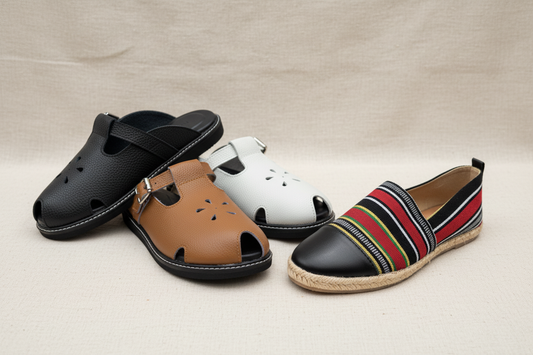 RAHAZA Fashion PH handcrafted Marikina footwear – Allie Genuine Leather Mules and MUMBAKI Cordillera Handwoven Espadrilles – premium Filipino shoes made in Marikina City Philippines