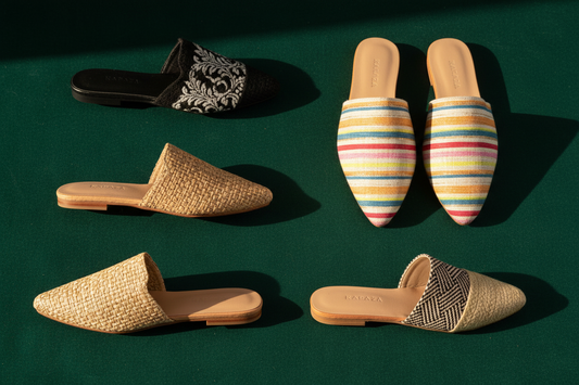 RAHAZA Fashion PH best-selling pointed flat mules for women — handcrafted woven slip-on shoes made in Marikina, Philippines