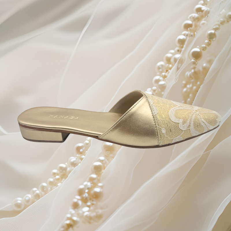 VIVIAN Slip-On Mules – 1 Inch Heel Wedding  Special Occasion Shoes for Women