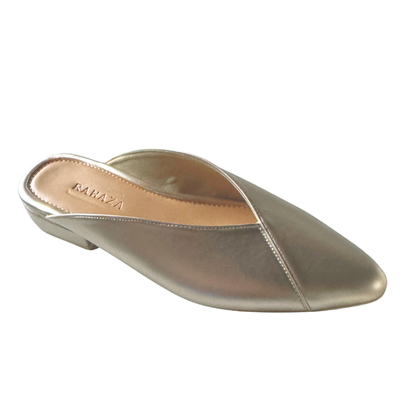 PARDINA Light Gold Mule Heels – 1 Inch Elegant Slip-On Shoes for Weddings & Special Occasions