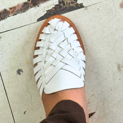 ALEXA Genuine Leather Woven Slides – Handwoven Flat Sandals for Women