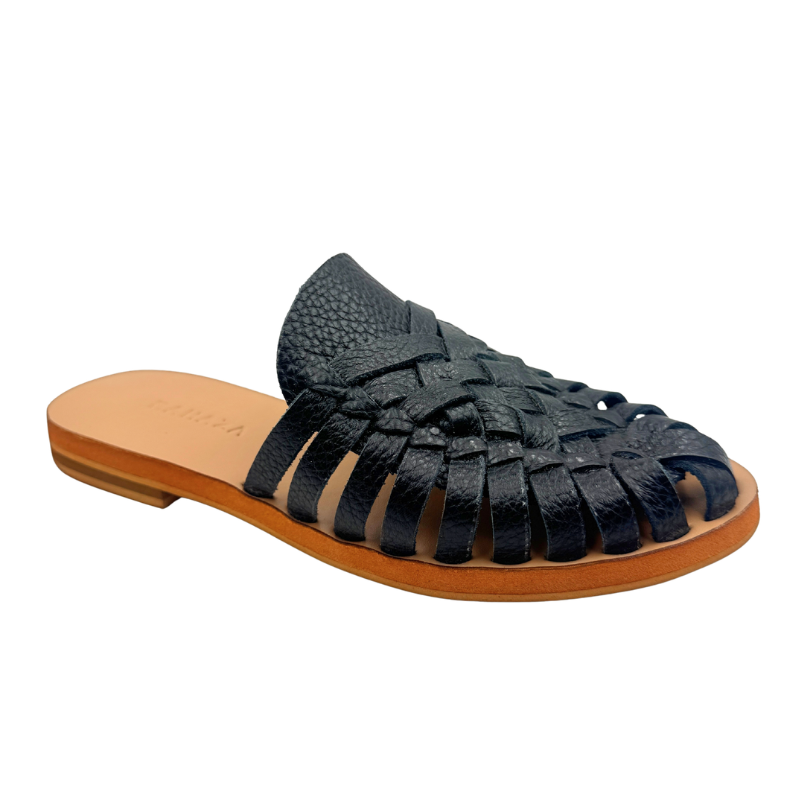 ALEXA Genuine Leather Woven Slides – Handwoven Flat Sandals for Women