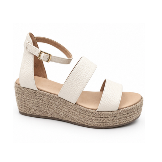AMARA Genuine Leather & Abaca Platform Wedge Sandals – 2.5-Inch Wedge