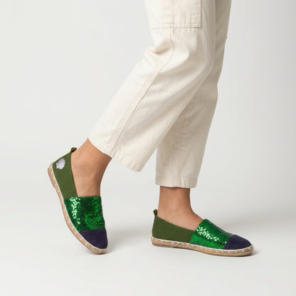 Ariel Princess-Inspired Green Sequin Espadrilles for Women | Rahaza Fashion