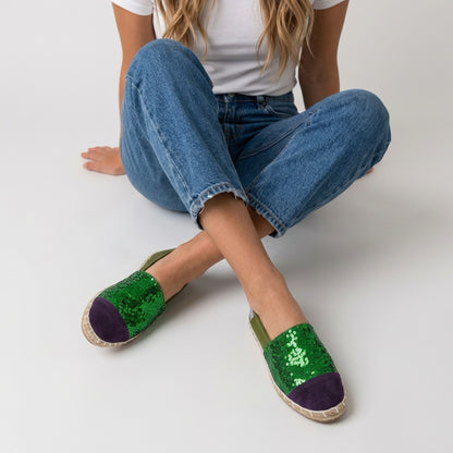 Ariel Princess-Inspired Green Sequin Espadrilles for Women | Rahaza Fashion