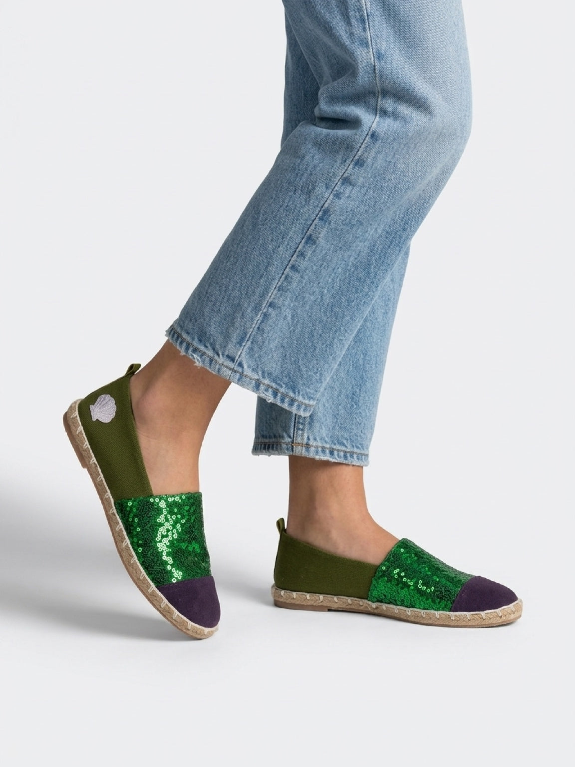 Ariel Princess-Inspired Green Sequin Espadrilles for Women | Rahaza Fashion