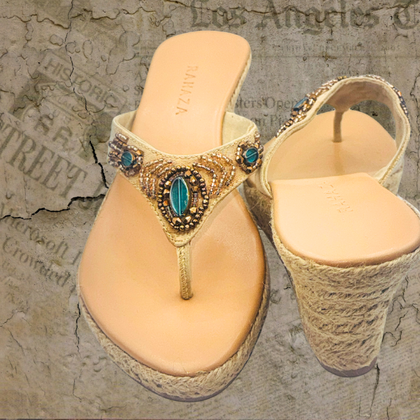 BEA – Beaded Thong Wedge Slip-On