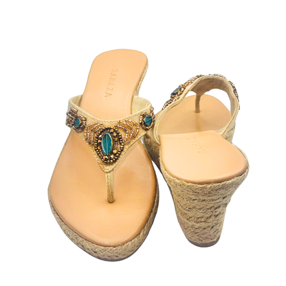 BEA – Beaded Thong Wedge Slip-On