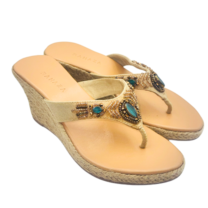 BEA – Beaded Thong Wedge Slip-On
