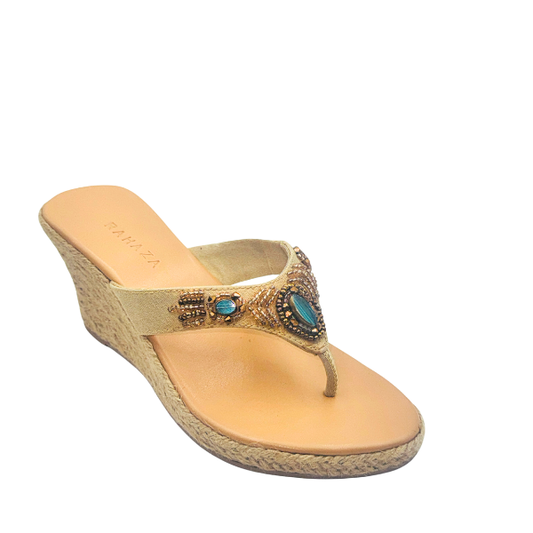 BEA – Beaded Thong Wedge Slip-On