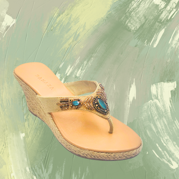 BEA – Beaded Thong Wedge Slip-On