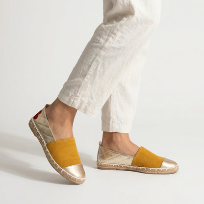 Beauty Princess-Inspired Yellow and Gold Espadrilles for Women | Rahaza Fashion