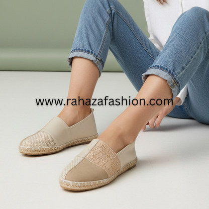 BONNIE Espadrille Slip-On for Women – Neutral Beige Casual Flats | Lightweight &amp; Comfortable Everyday Shoes