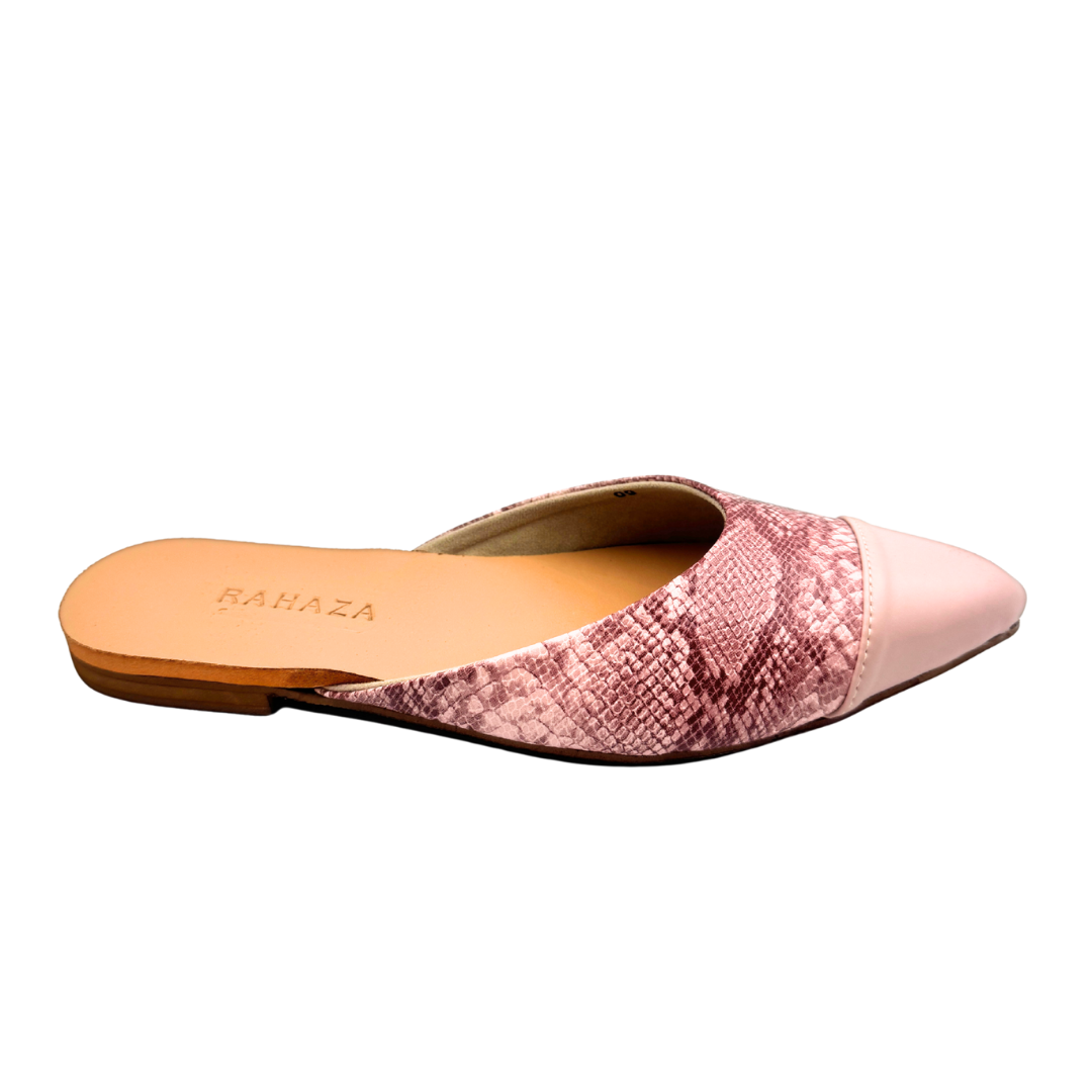 Dakota Pointed Flat Mule – Snakeskin Faux Leather Slip-On