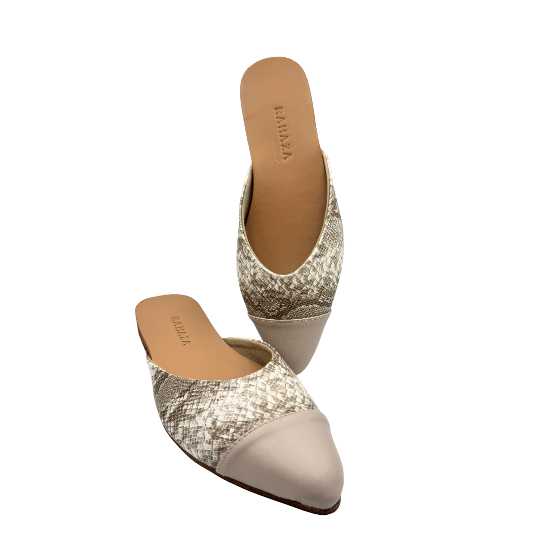 Dakota Pointed Flat Mule – Snakeskin Faux Leather Slip-On