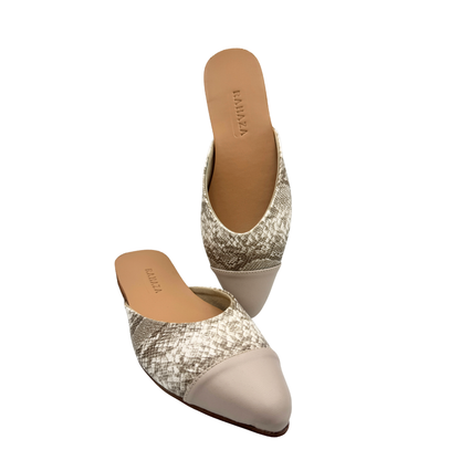 Dakota Pointed Flat Mule – Snakeskin Faux Leather Slip-On