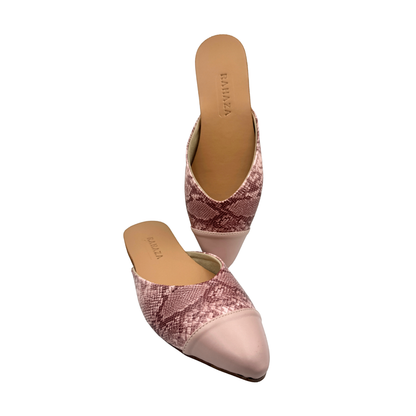 Dakota Pointed Flat Mule – Snakeskin Faux Leather Slip-On