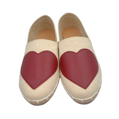 HEART Espadrille for Women – Red Heart Design | Comfortable Casual Flats for Young & Young at Heart