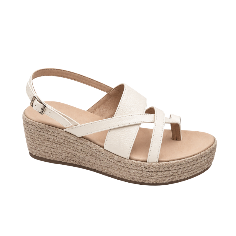 Kira Genuine Leather Platform Wedge with Abaca