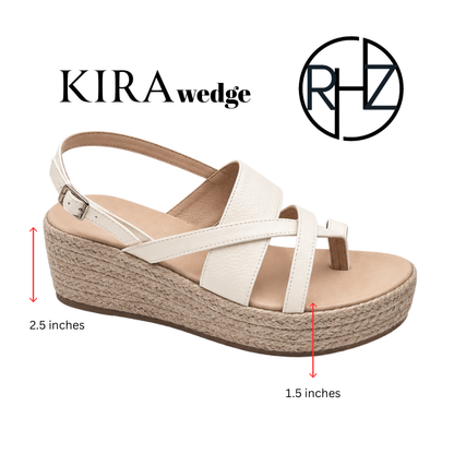 Kira Genuine Leather Platform Wedge with Abaca