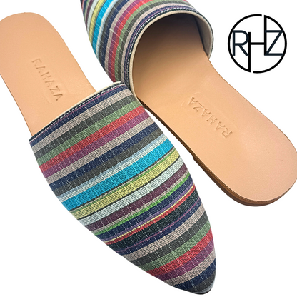 MATILDA Flat mules - stripes multicolor earth tone