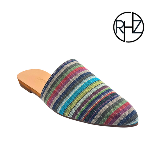 MATILDA Flat mules - stripes multicolor earth tone