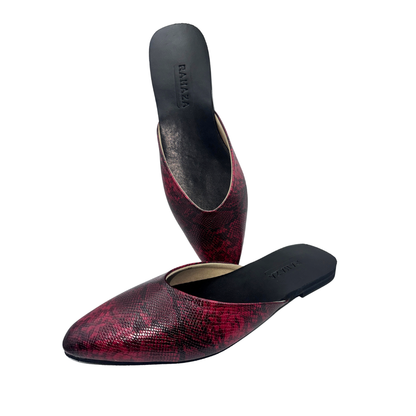 MONROE snakeskin Mule Flats  Comfort Slip-On Shoes by RAHAZA