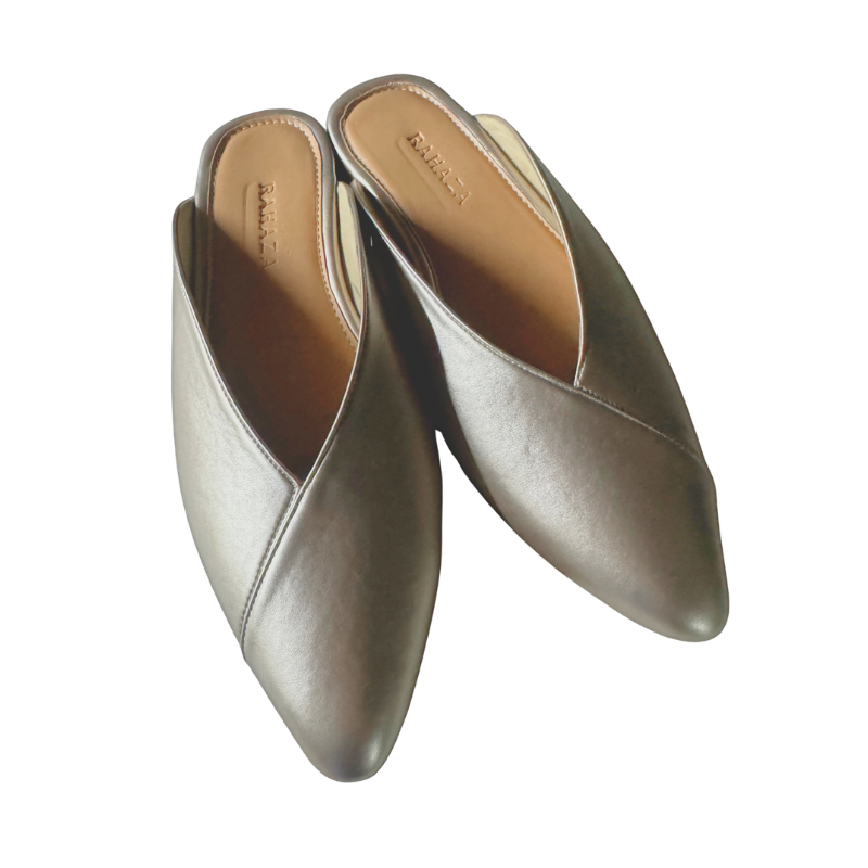 PARDINA Light Gold Mule Heels – 1 Inch Elegant Slip-On Shoes for Weddings & Special Occasions