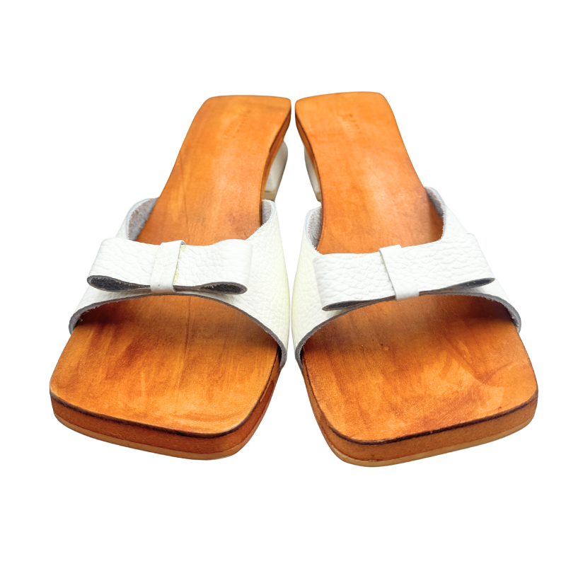 REBECCA Genuine Leather Slip-On Sandals – 2 Inch Square Heel | Chic Wide Square Toe Summer Heels for Women