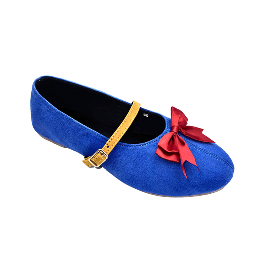 Snow Princess-Inspired Blue Mary Jane Flats with Red Bow | Rahaza Fashion