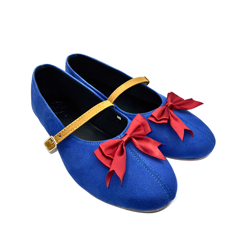 Snow Princess-Inspired Blue Mary Jane Flats with Red Bow | Rahaza Fashion