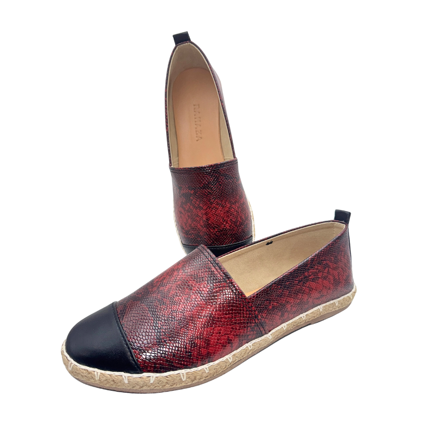 VALEN Espadrilles – Handmade Faux Snakeskin Flats with Abaca