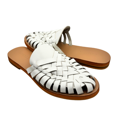 ALEXA Genuine Leather Woven Slides – Handwoven Flat Sandals for Women